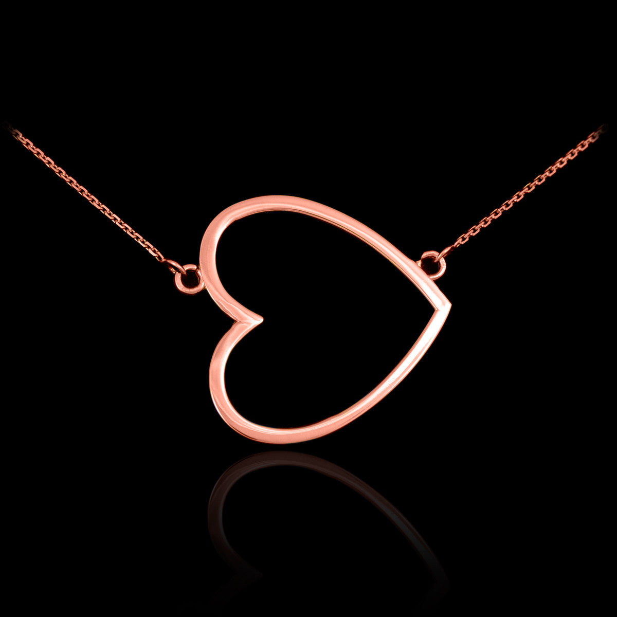 14K Gold Sideways Open Heart Necklace, view 5