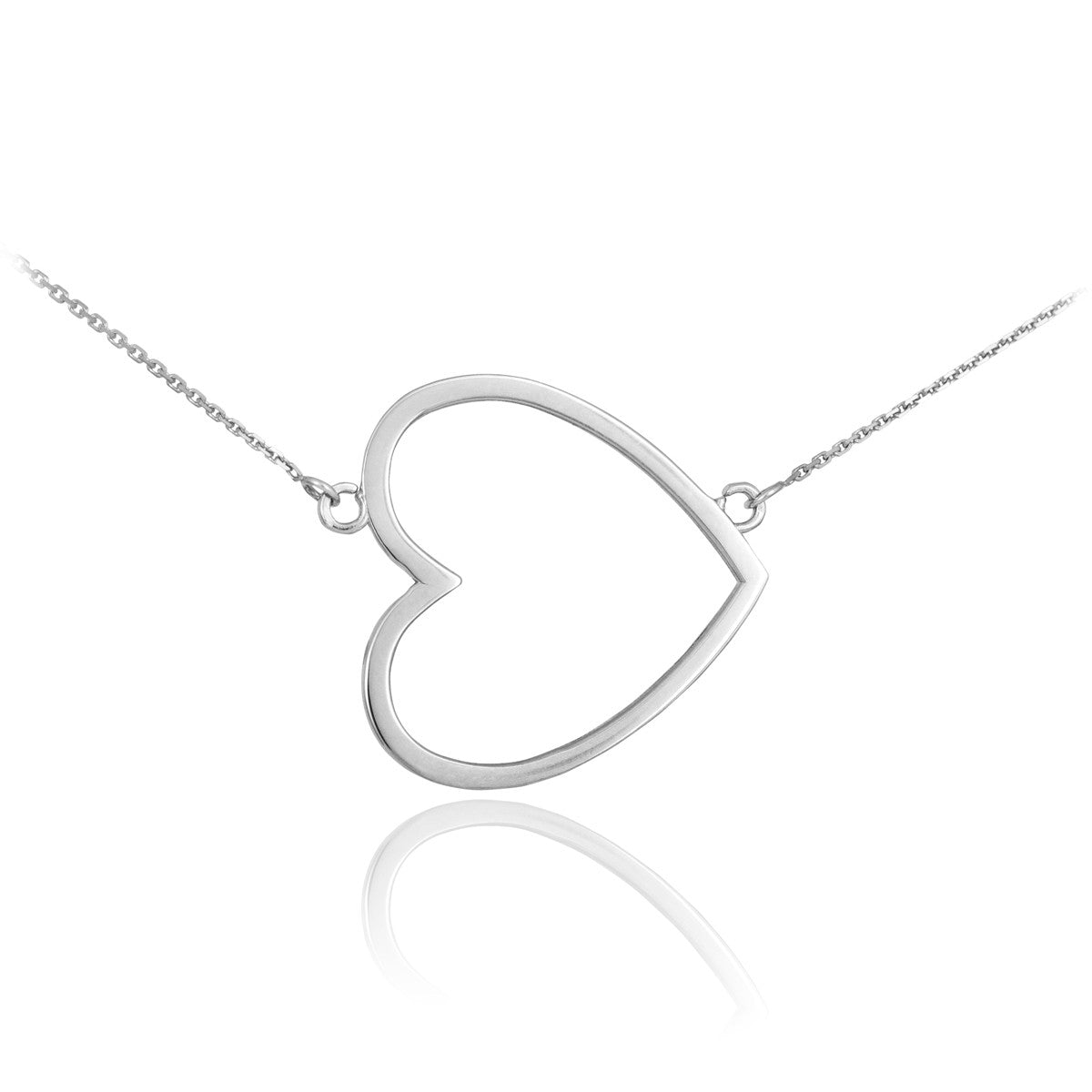 14K Gold Sideways Open Heart Necklace, view 6