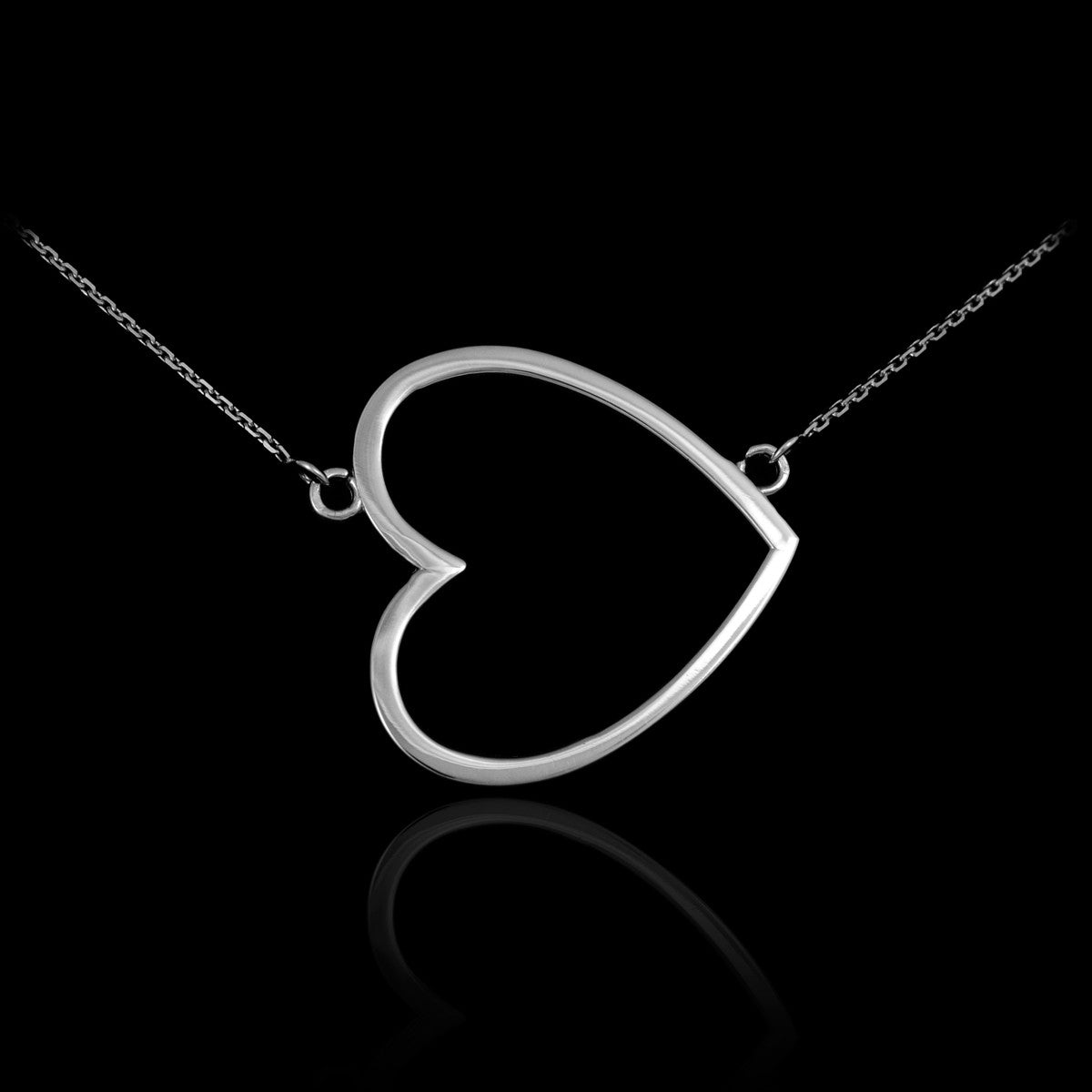 14K Gold Sideways Open Heart Necklace, view 7
