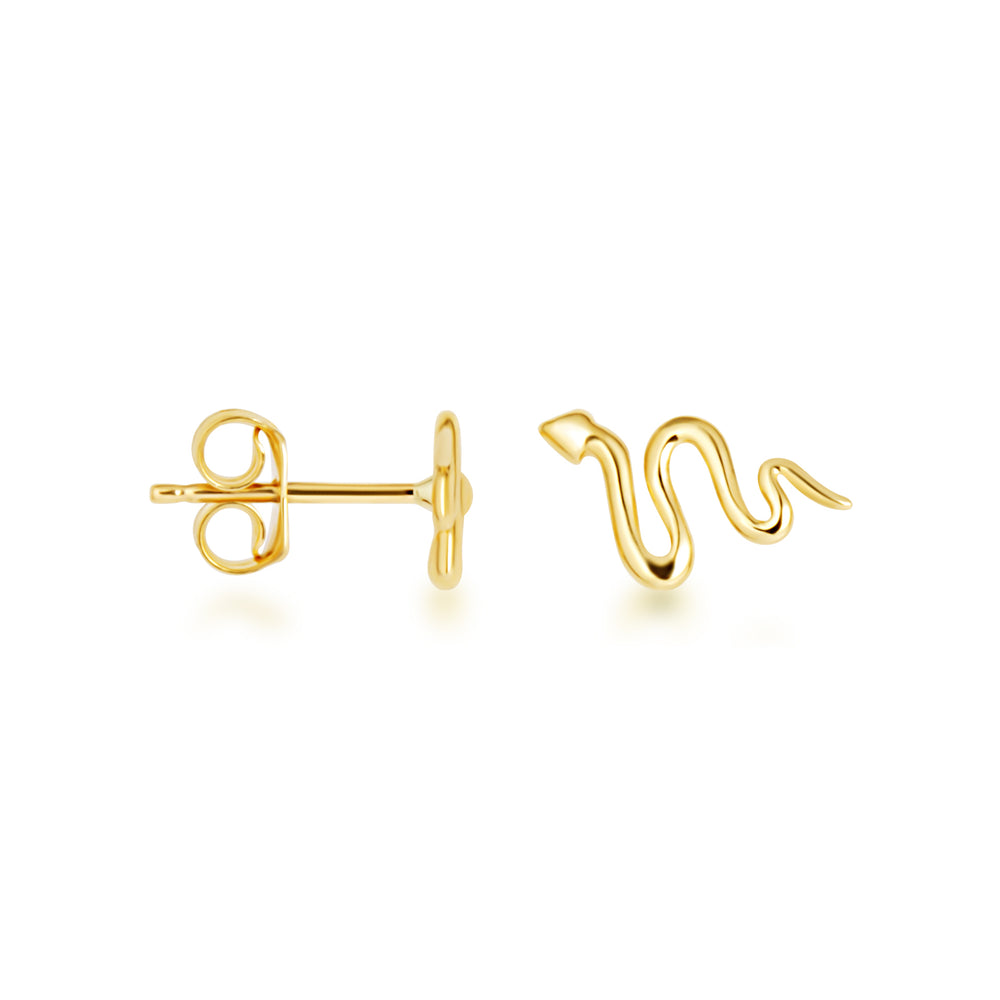 14K Gold Snake Earrings