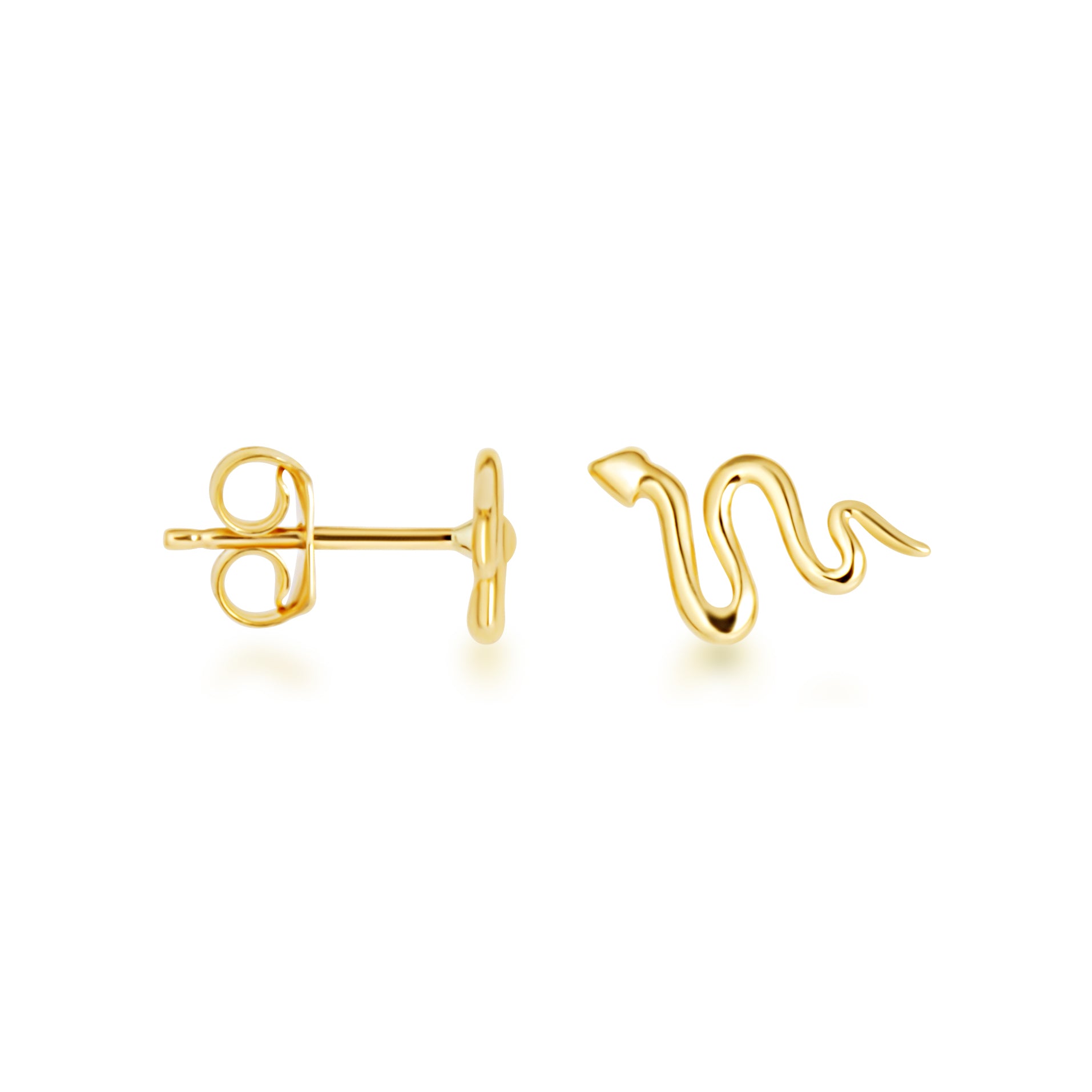 14K Gold Snake Earrings