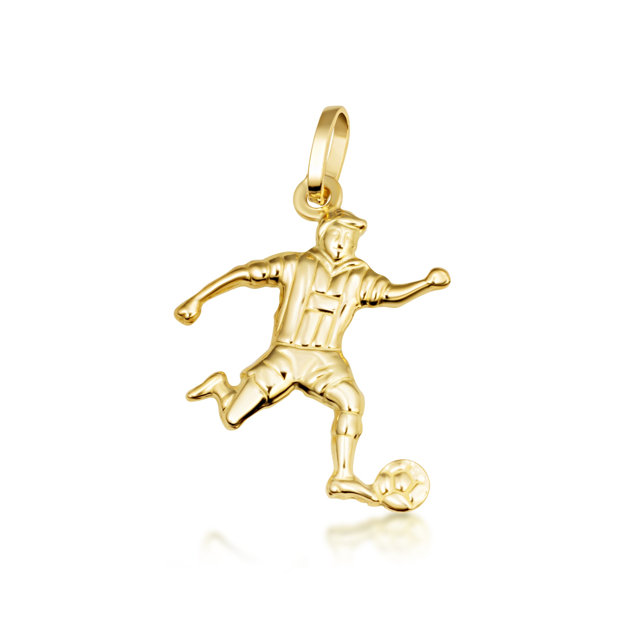 14K Gold Soccer Player Sports Pendant Necklace