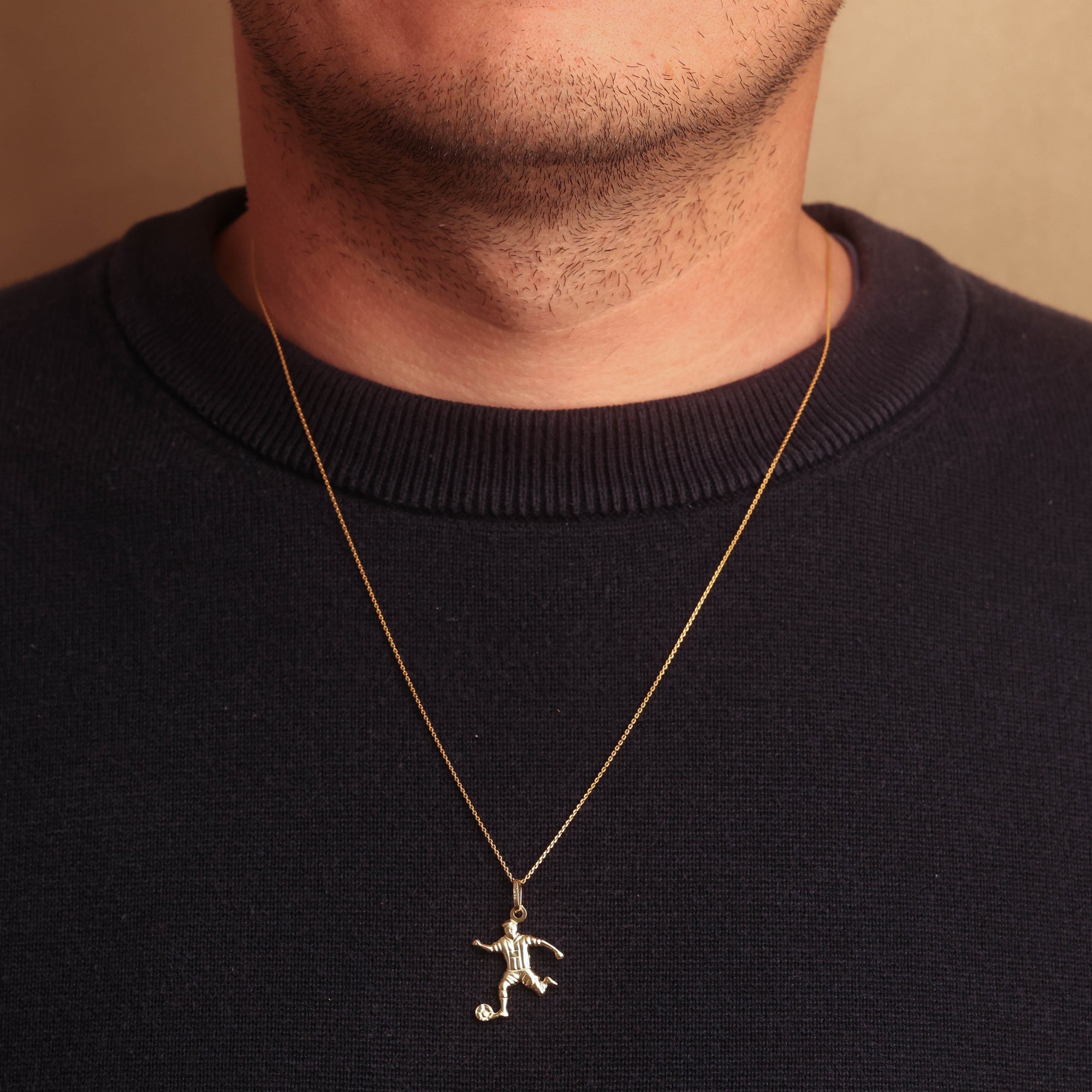 14K Gold Soccer Player Sports Pendant Necklace, view 2
