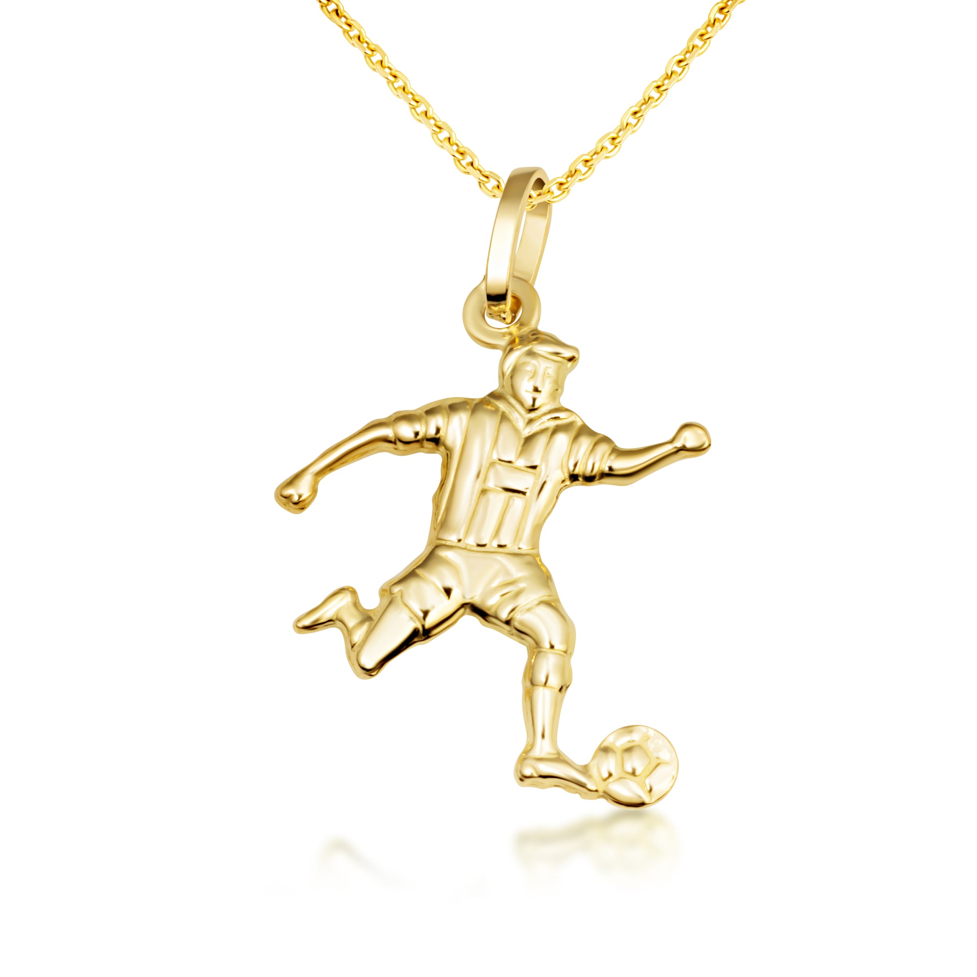 14K Gold Soccer Player Sports Pendant Necklace, view 5