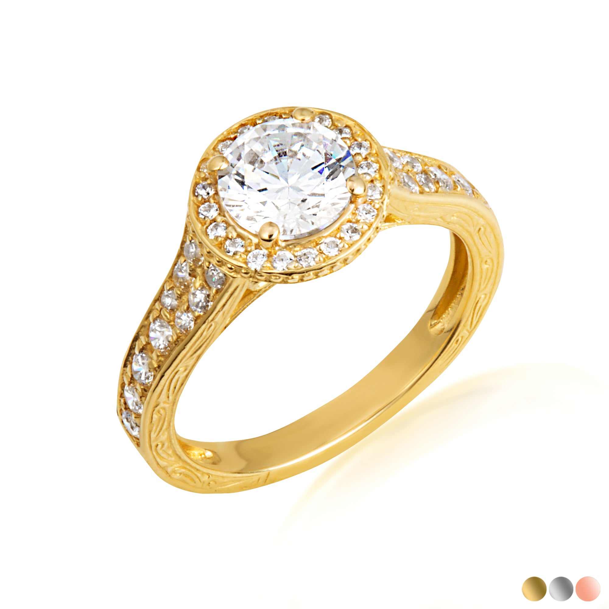 14K Gold Solitaire Lab-Grown Diamond Wedding Band Ring