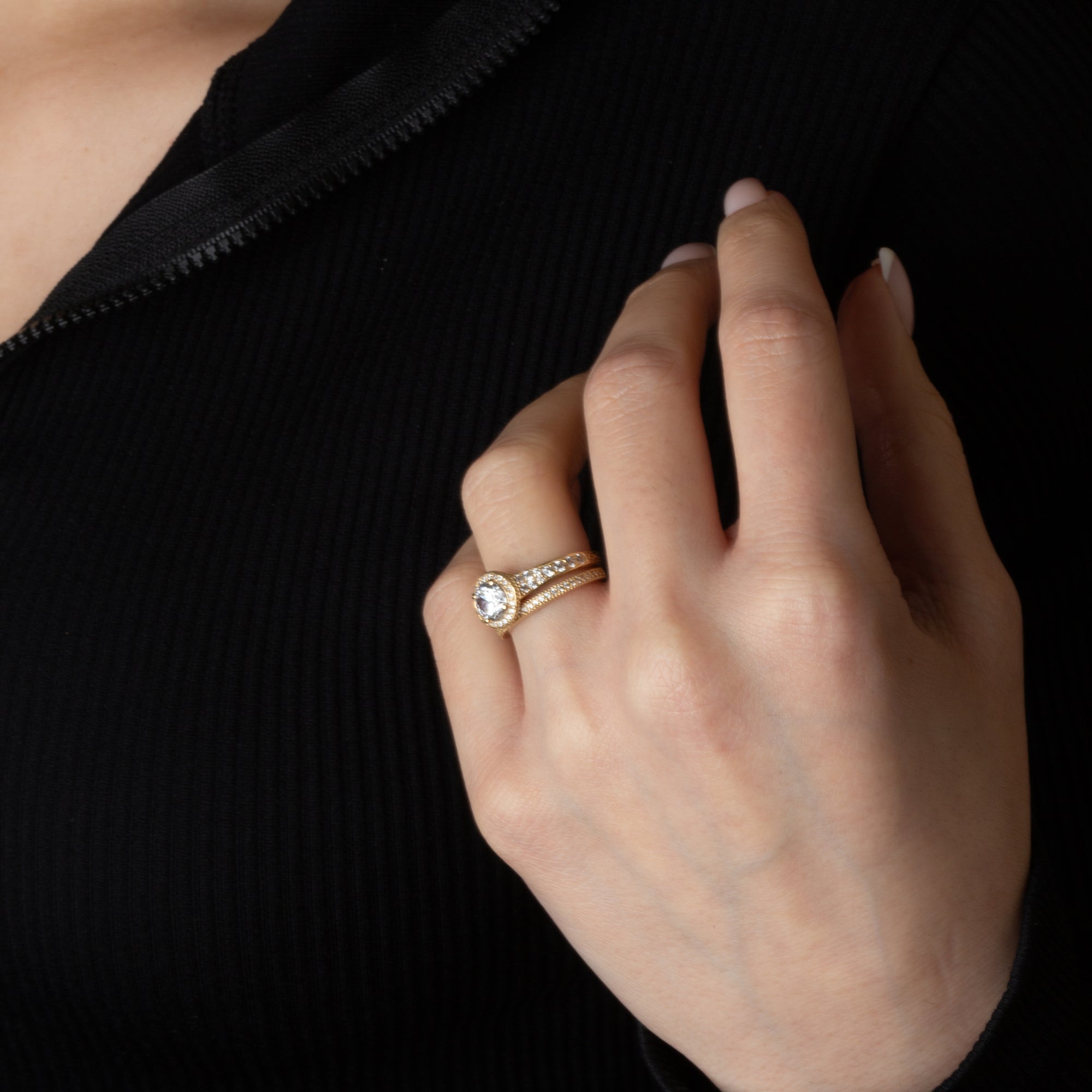 14K Gold Solitaire Lab-Grown Diamond Wedding Band Ring, view 2