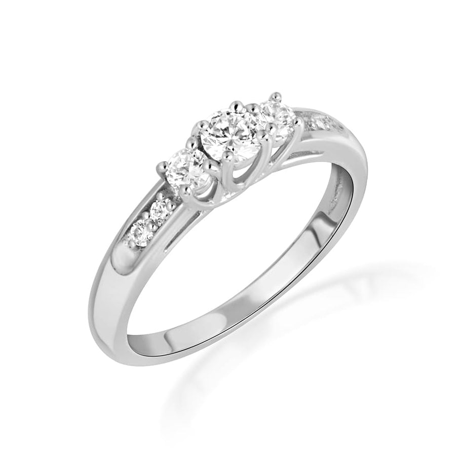 14K Gold Solitaire Lab-Grown Triple Set Diamond Engagement Band Ring, view 3