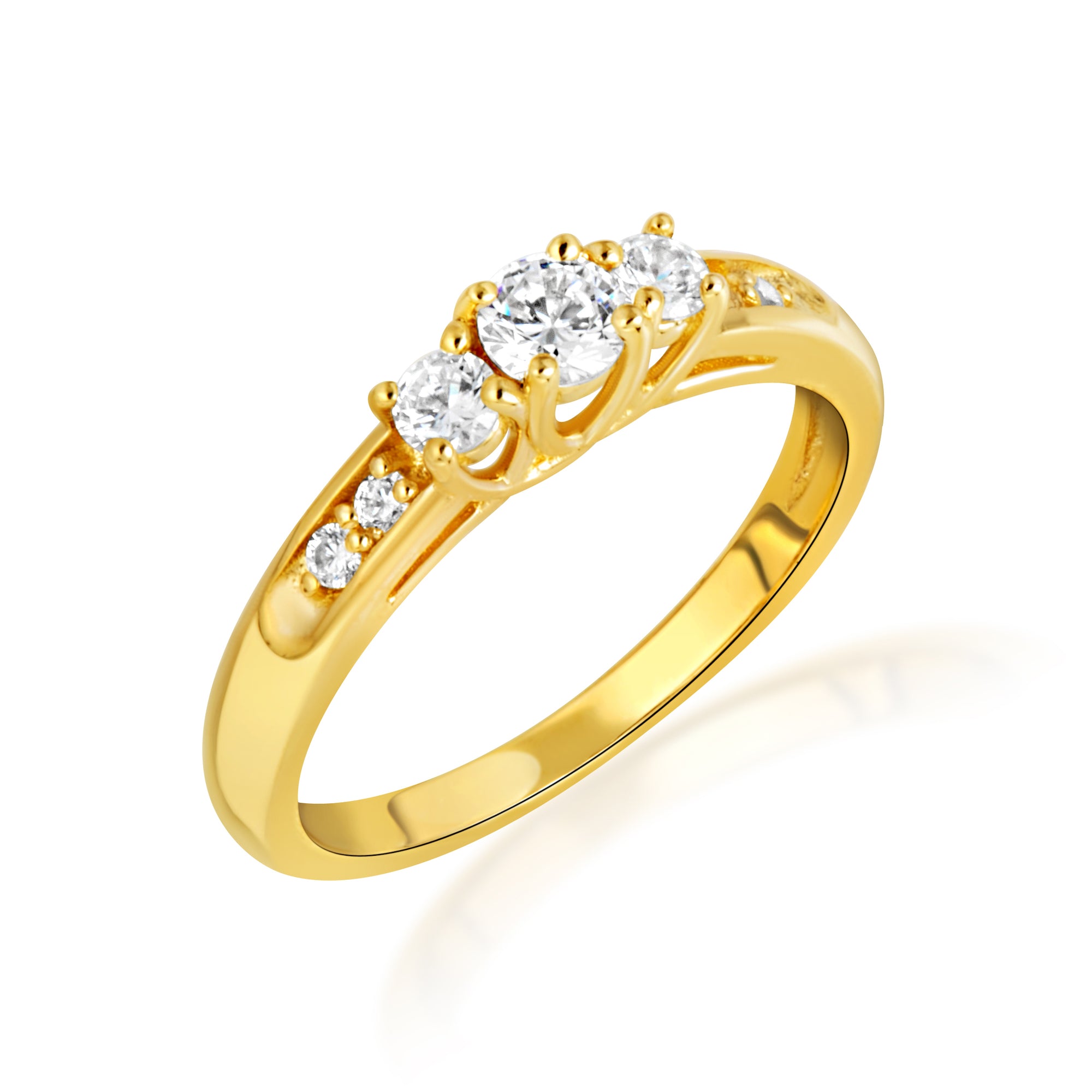 14K Gold Solitaire Lab-Grown Triple Set Diamond Engagement Band Ring, view 5
