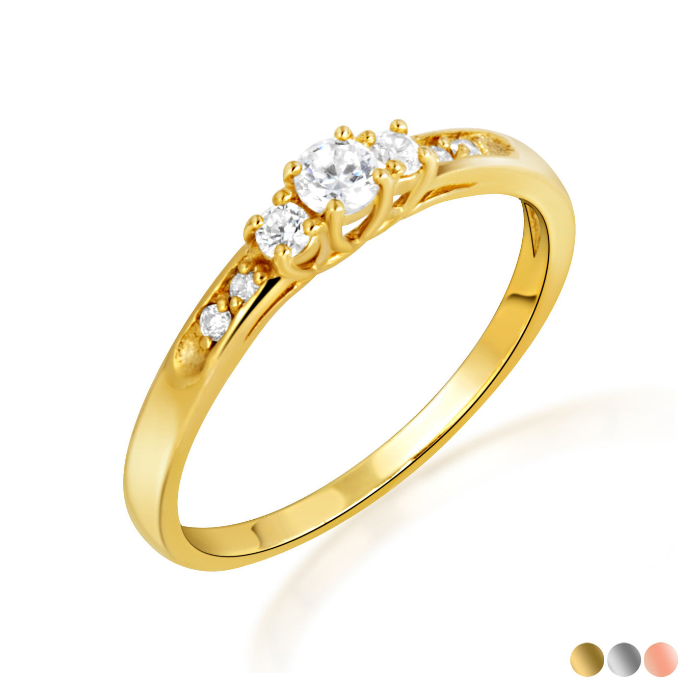 14K Gold Solitaire Lab-Grown Triple Set Diamond Wedding Band Ring