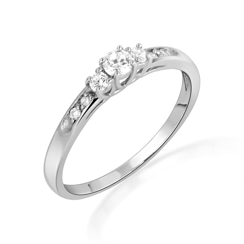 14K Gold Solitaire Lab-Grown Triple Set Diamond Wedding Band Ring, view 3