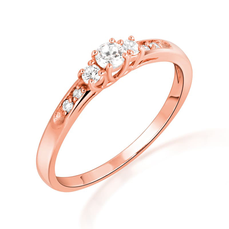 14K Gold Solitaire Lab-Grown Triple Set Diamond Wedding Band Ring, view 4