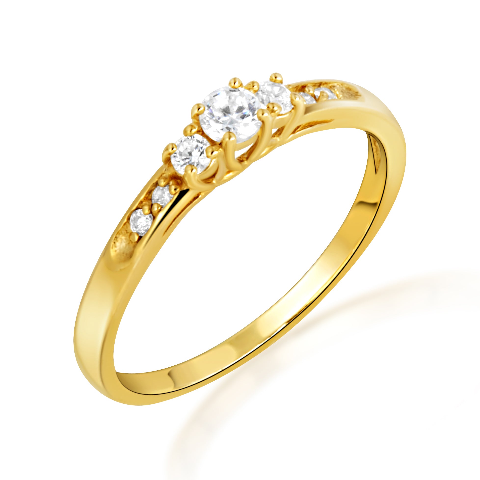 14K Gold Solitaire Lab-Grown Triple Set Diamond Wedding Band Ring, view 5
