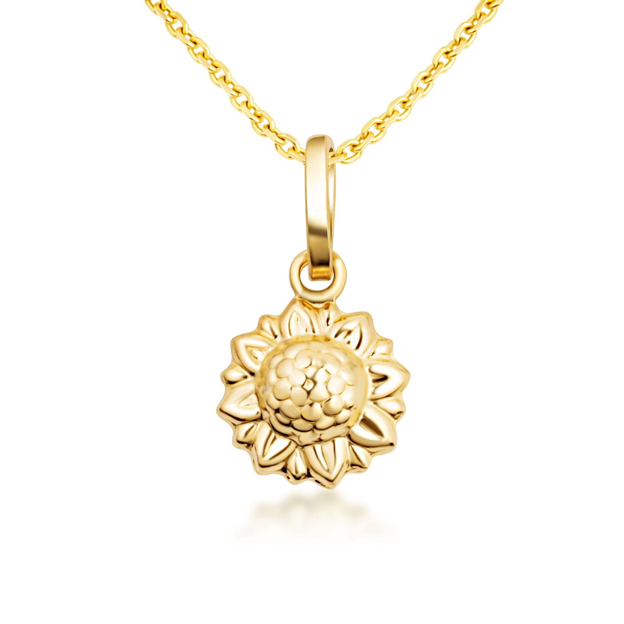 14K Gold Sunflower Pendant Necklace, view 4