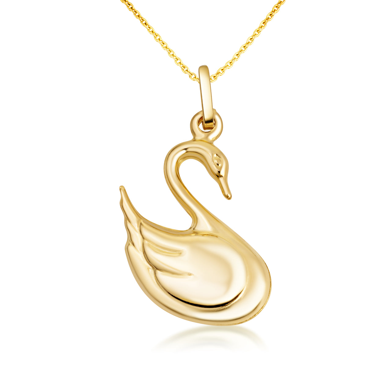 14K Gold Swan Necklace, view 4