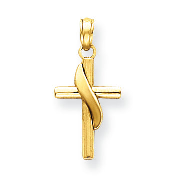 14K Gold Swirled Flame of the Holy Spirt Cross