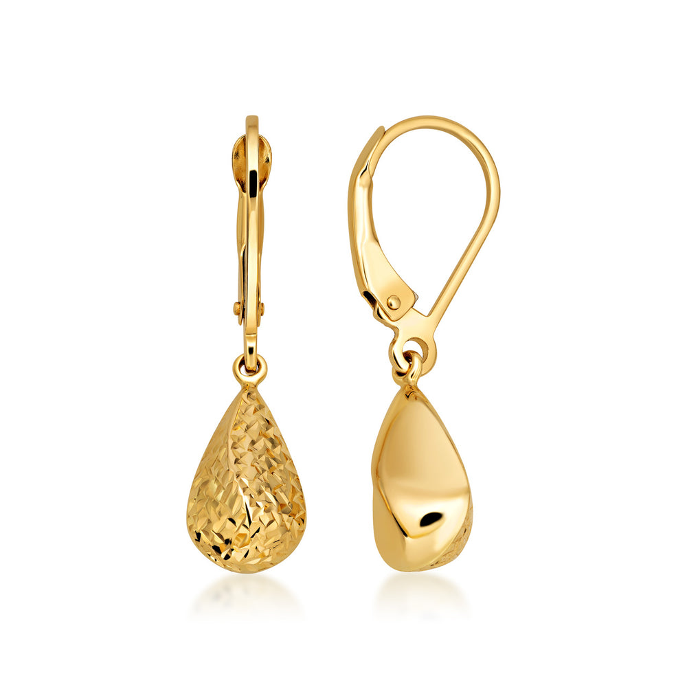 14K Gold Teardrop Dangle Earrings