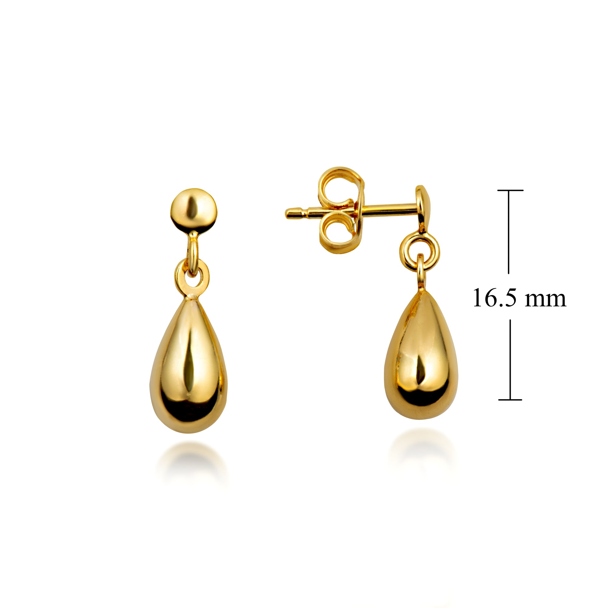 14K Gold Teardrop Stud Earrings, view 4