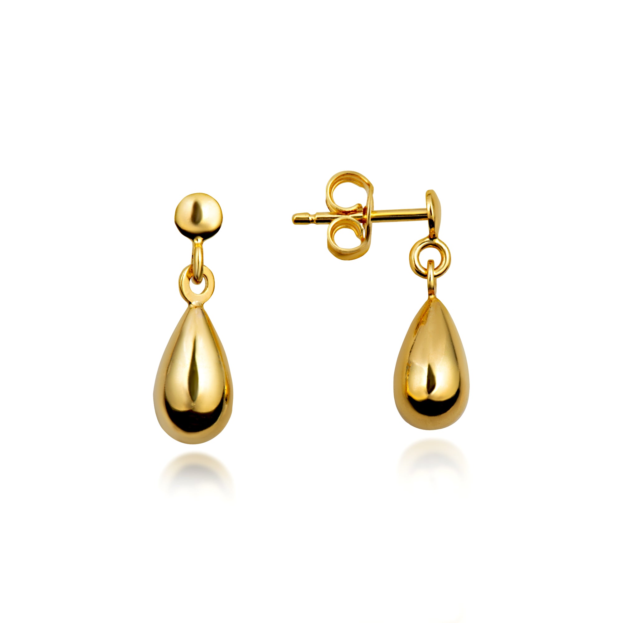 14K Gold Teardrop Stud Earrings, view 6