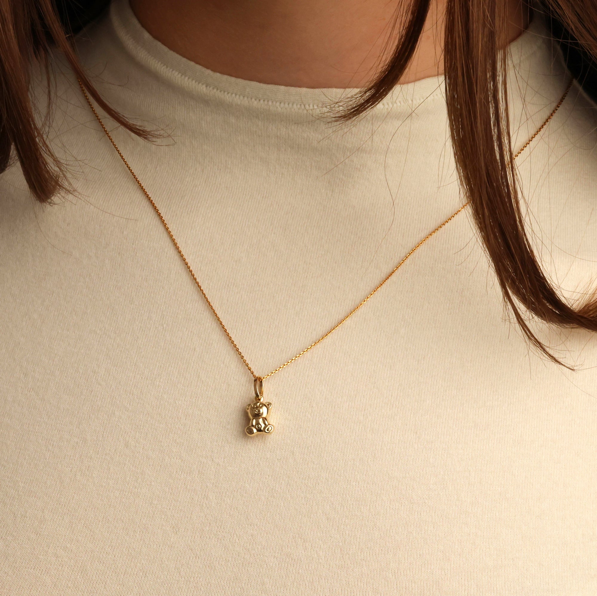 14K Gold Teddy Bear Necklace, view 2