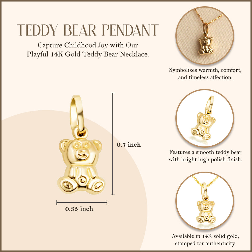 14K Gold Teddy Bear Necklace, view 3