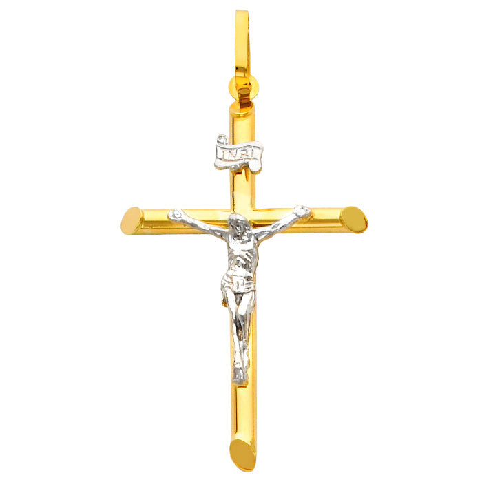 14K Gold Two-Tone Devotion Crucifix Pendant Necklace