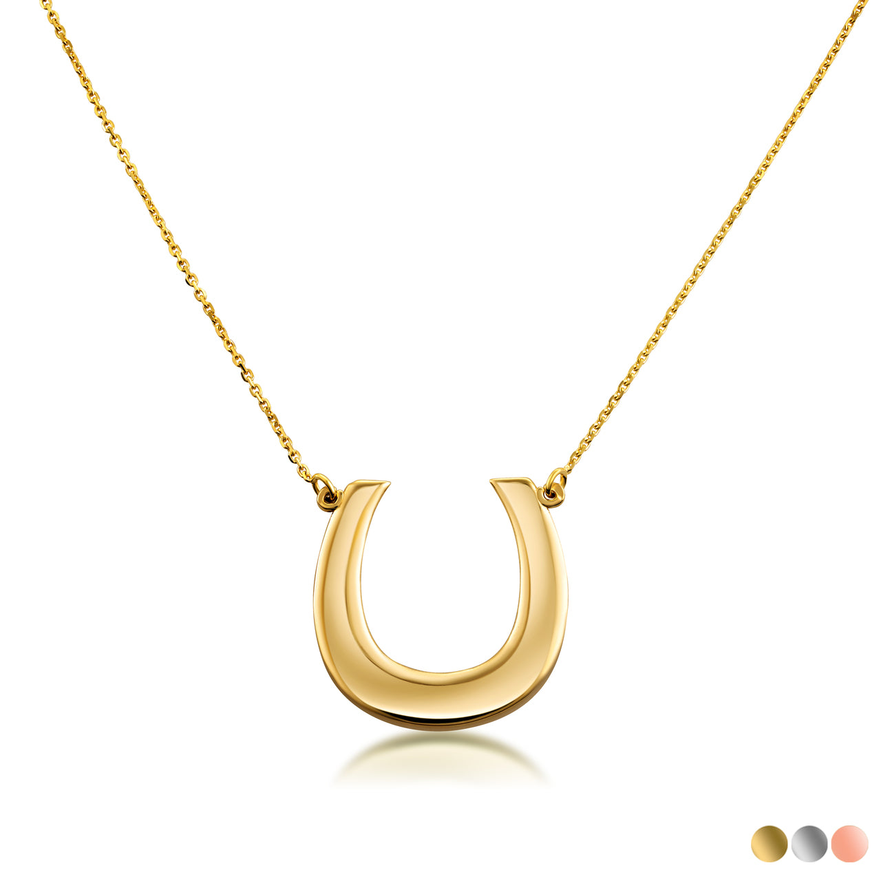 14K Polished Gold Lucky Horseshoe Necklace