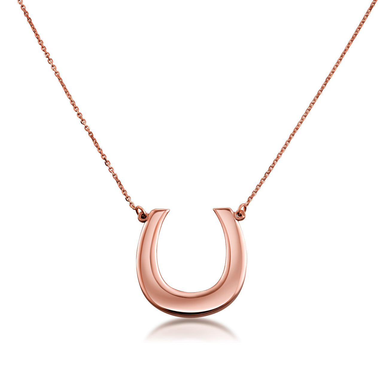 14K Polished Gold Lucky Horseshoe Necklace, view 5