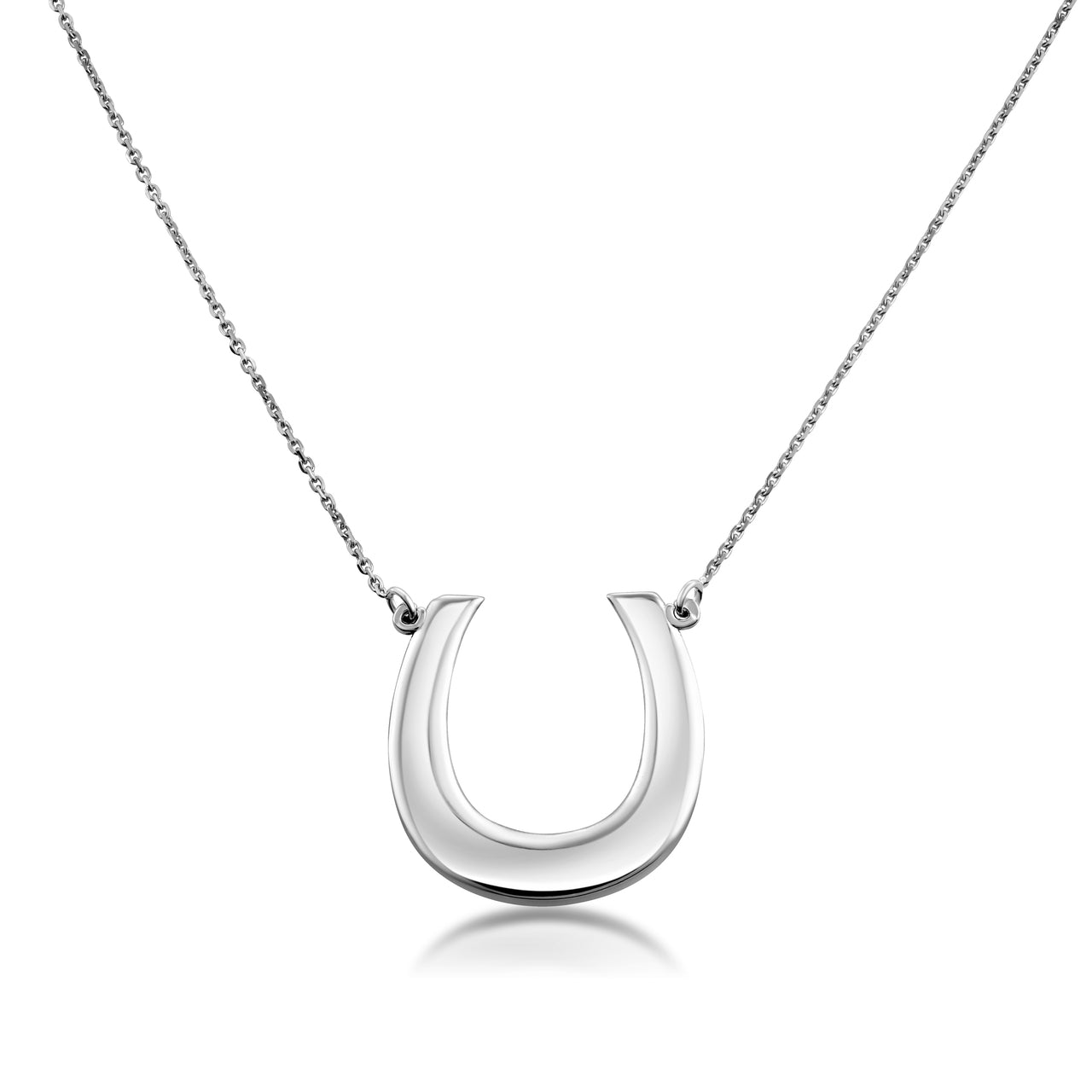 14K Polished Gold Lucky Horseshoe Necklace, view 6