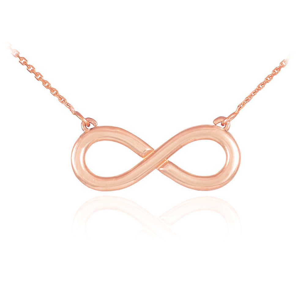 14K Polished Solid Gold Infinity Pendant Necklace, view 2