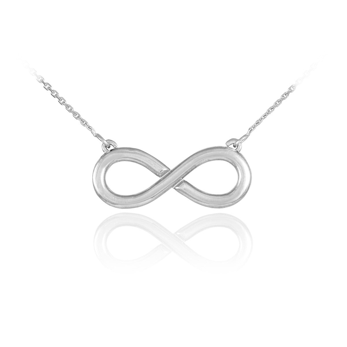 14K Polished Solid Gold Infinity Pendant Necklace, view 3