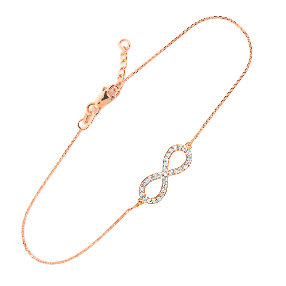 14K Rose Gold Cubic Zirconia Infinity Bracelet