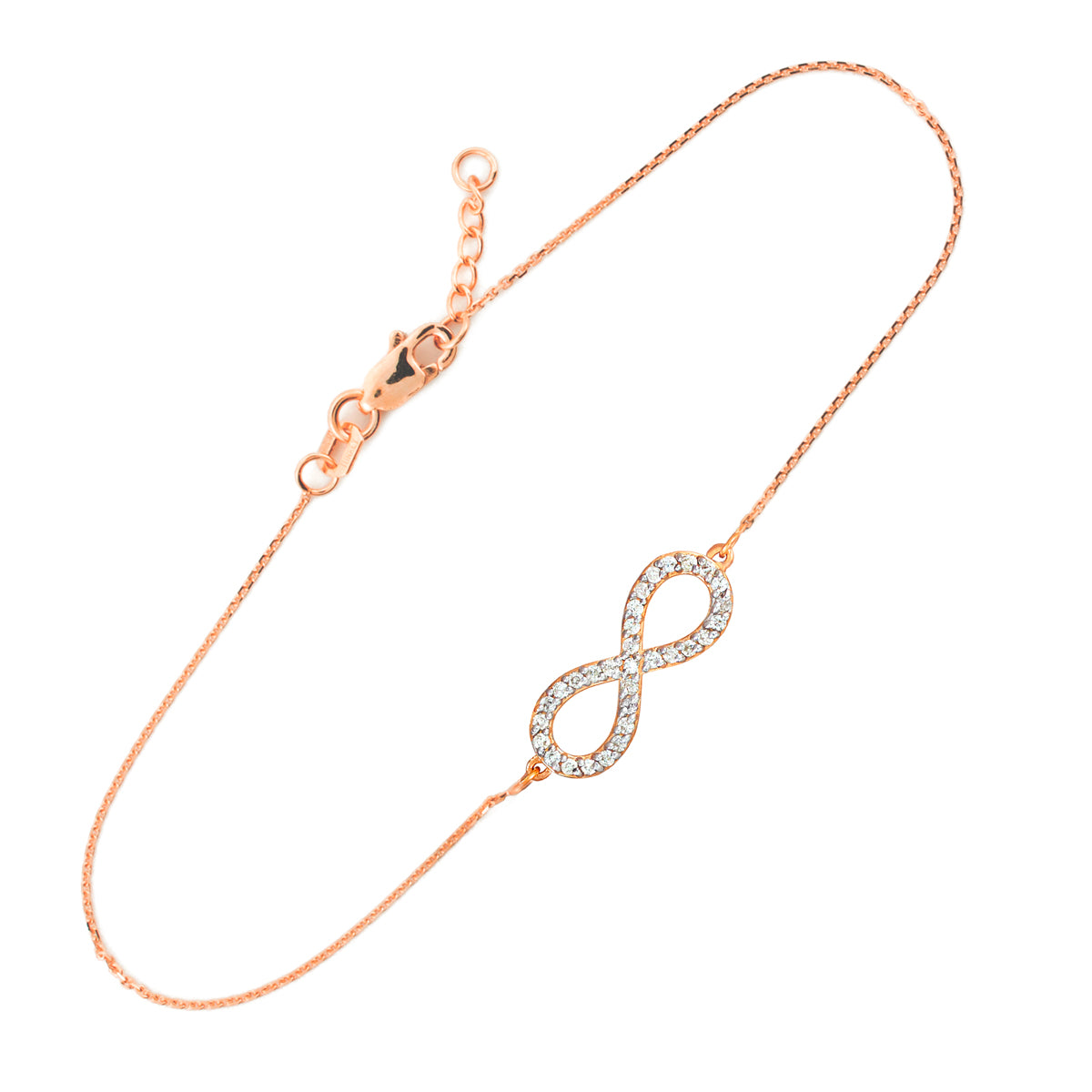 14K Rose Gold Cubic Zirconia Infinity Bracelet