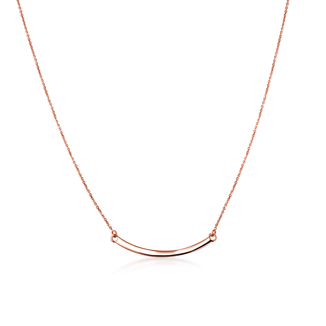 14K Solid Gold Curved Bar Necklace, view 4