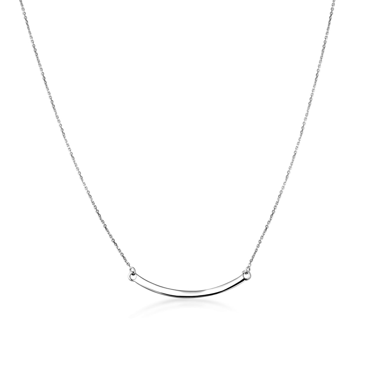 14K Solid Gold Curved Bar Necklace, view 5