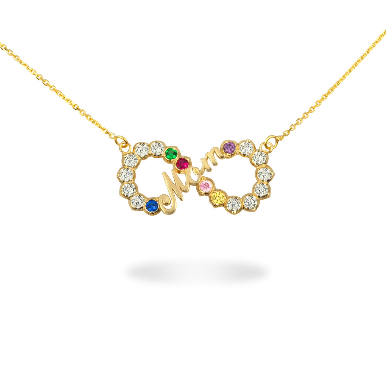 14K Solid Gold Infinity Birthstone Mom Pendant Necklace, view 4