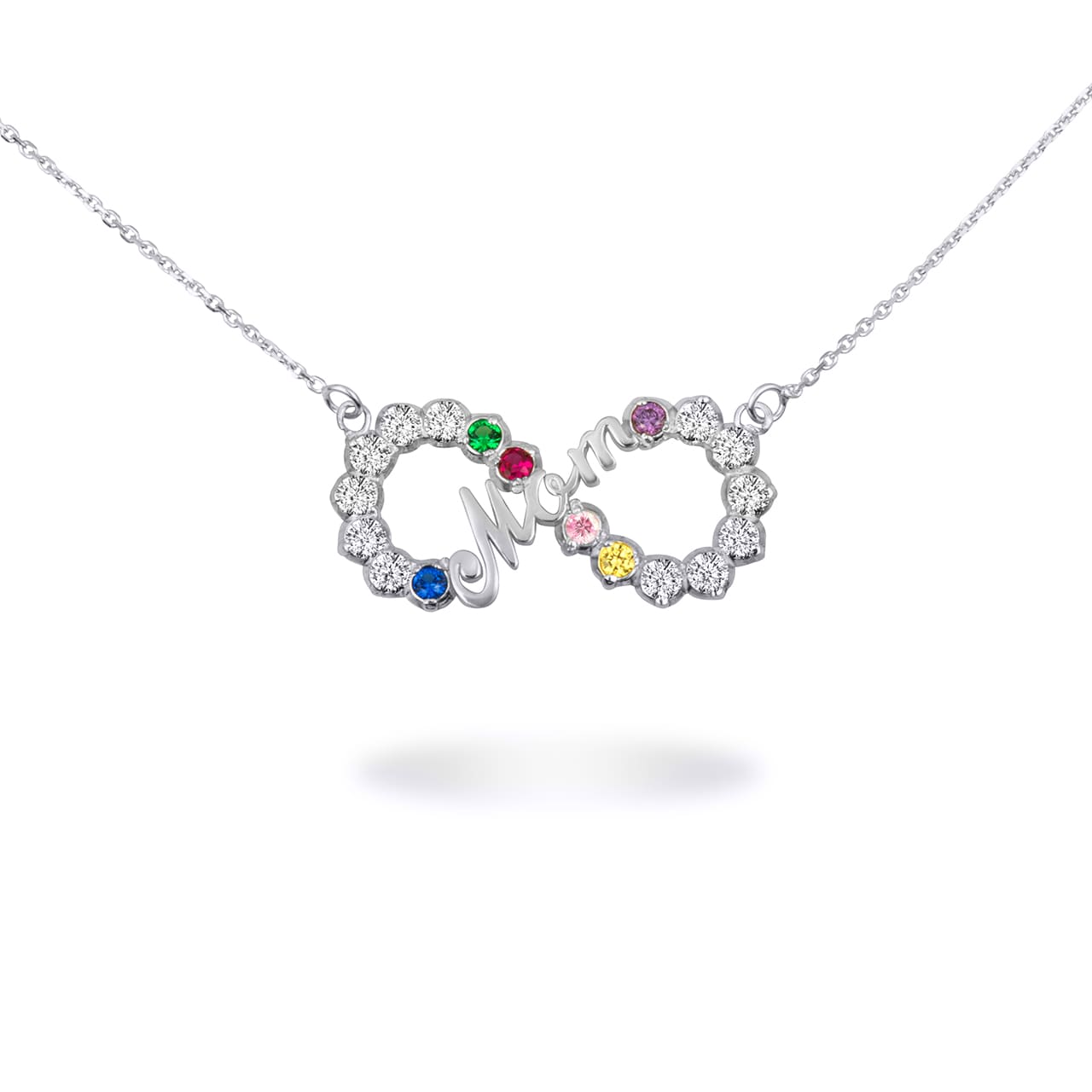 14K Solid Gold Infinity Birthstone Mom Pendant Necklace, view 6
