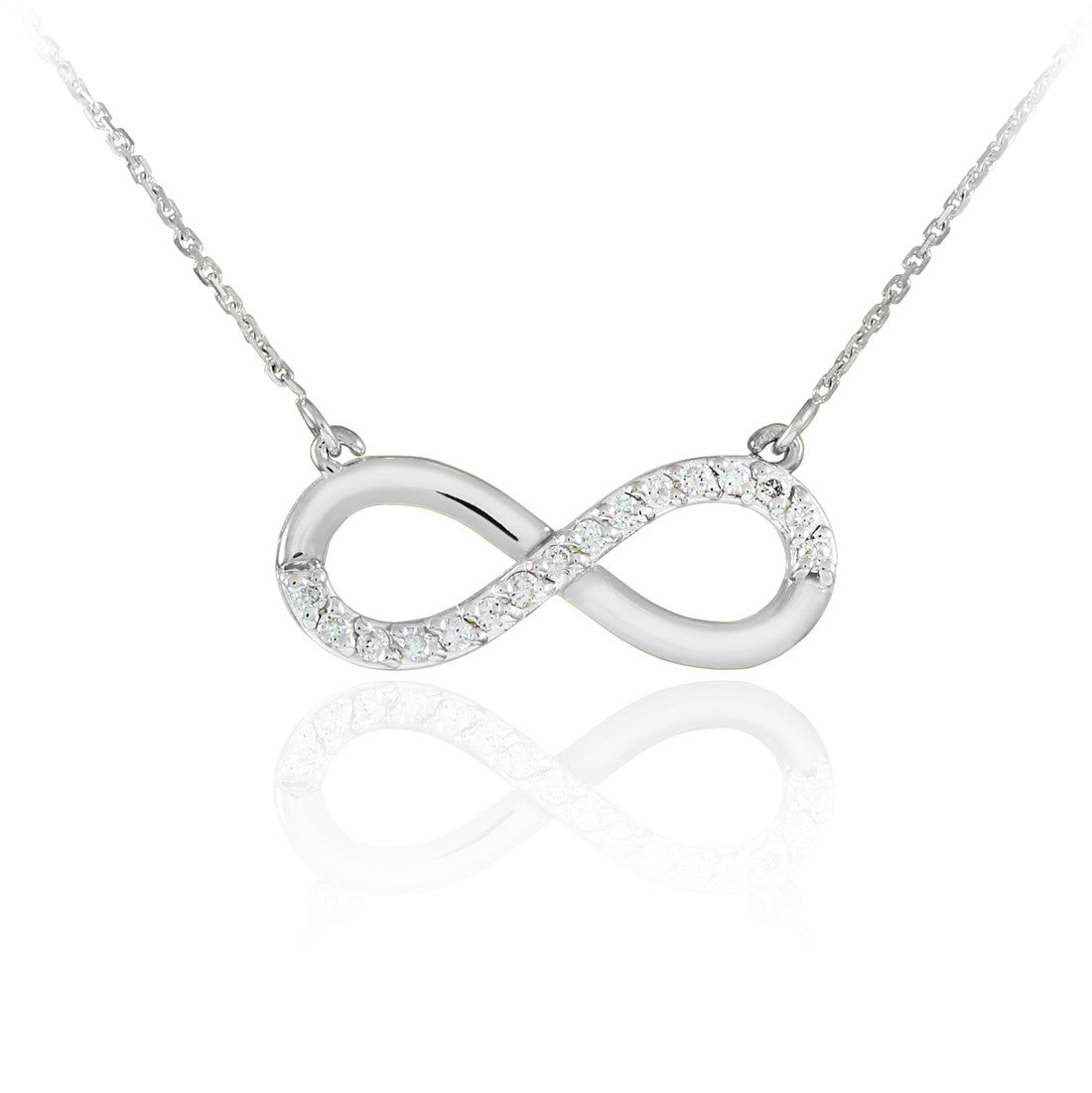 14K Solid Gold Infinity Polished Pendant Necklace with CZ, view 5