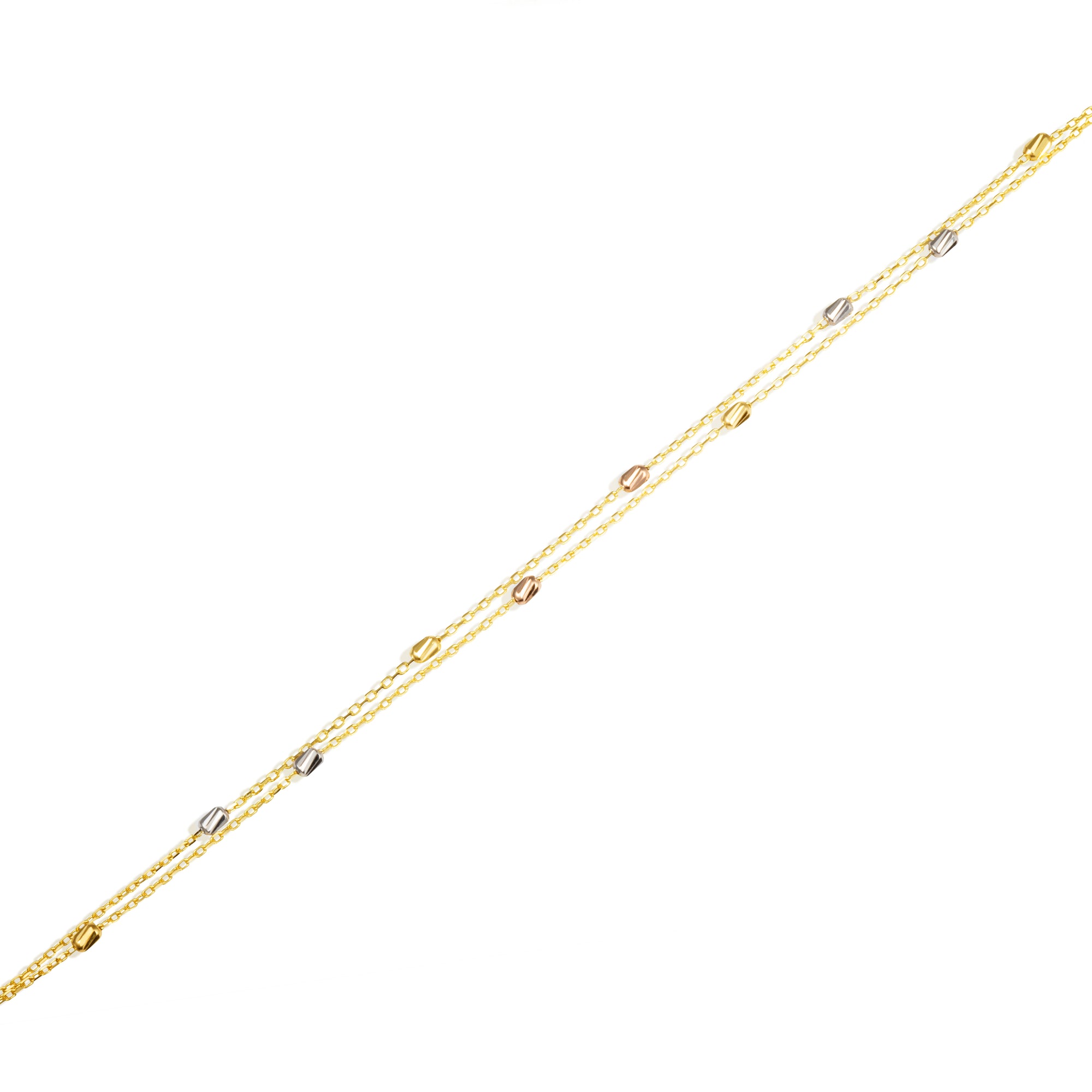 14K Tri-Color Gold Tube Link Bracelet 7", view 4