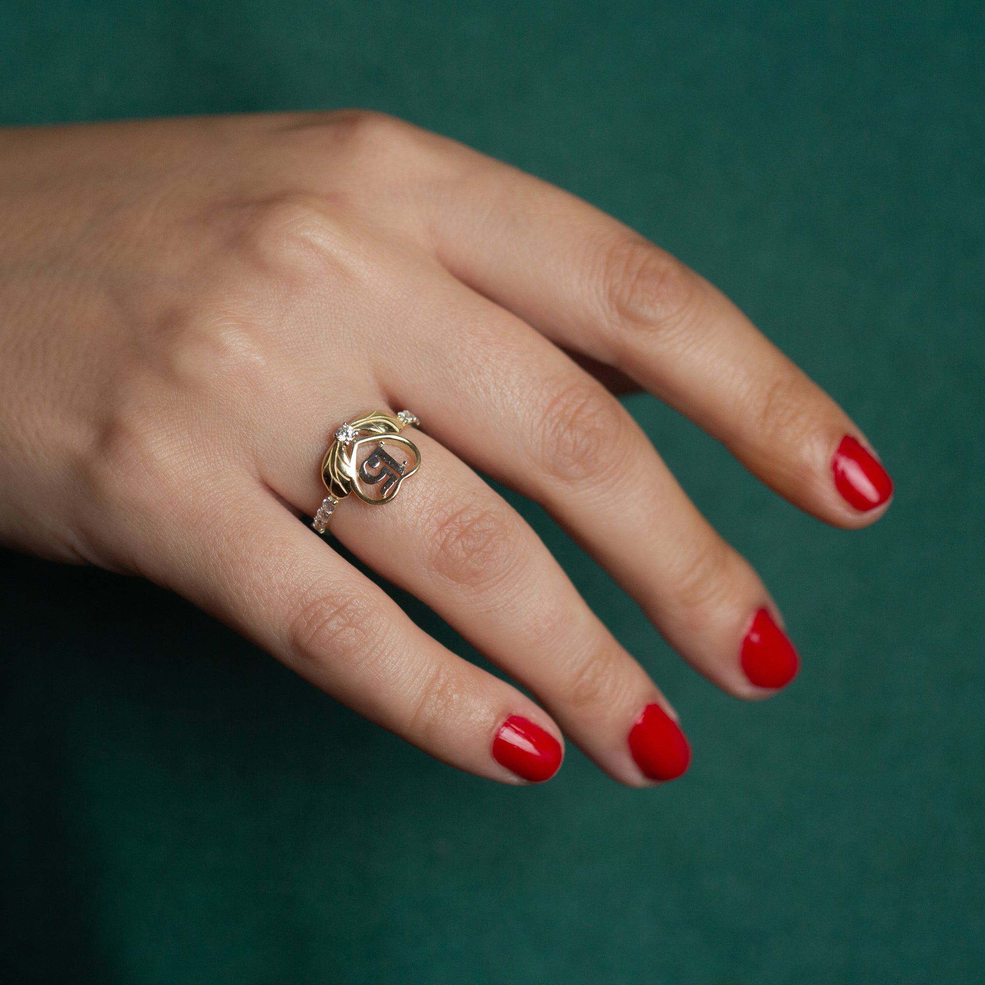 14K Two-Tone Gold Cubic Zirconia 15 Años Heart Quinceañera Ring, view 3