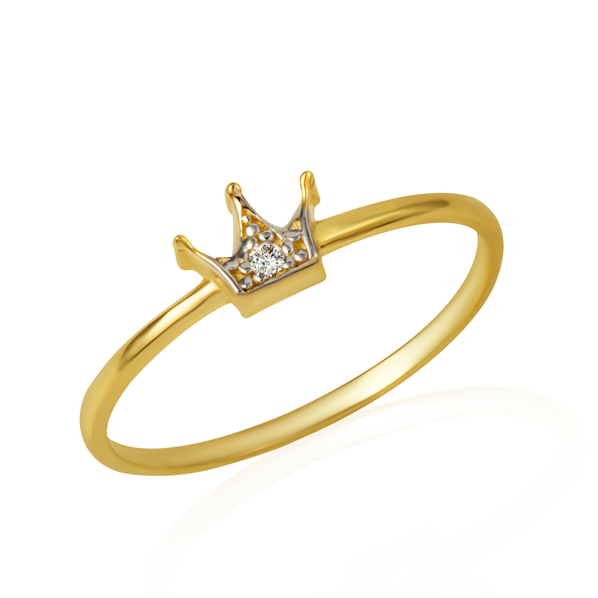 14K Two-Tone Gold Cubic Zirconia Crown Ring