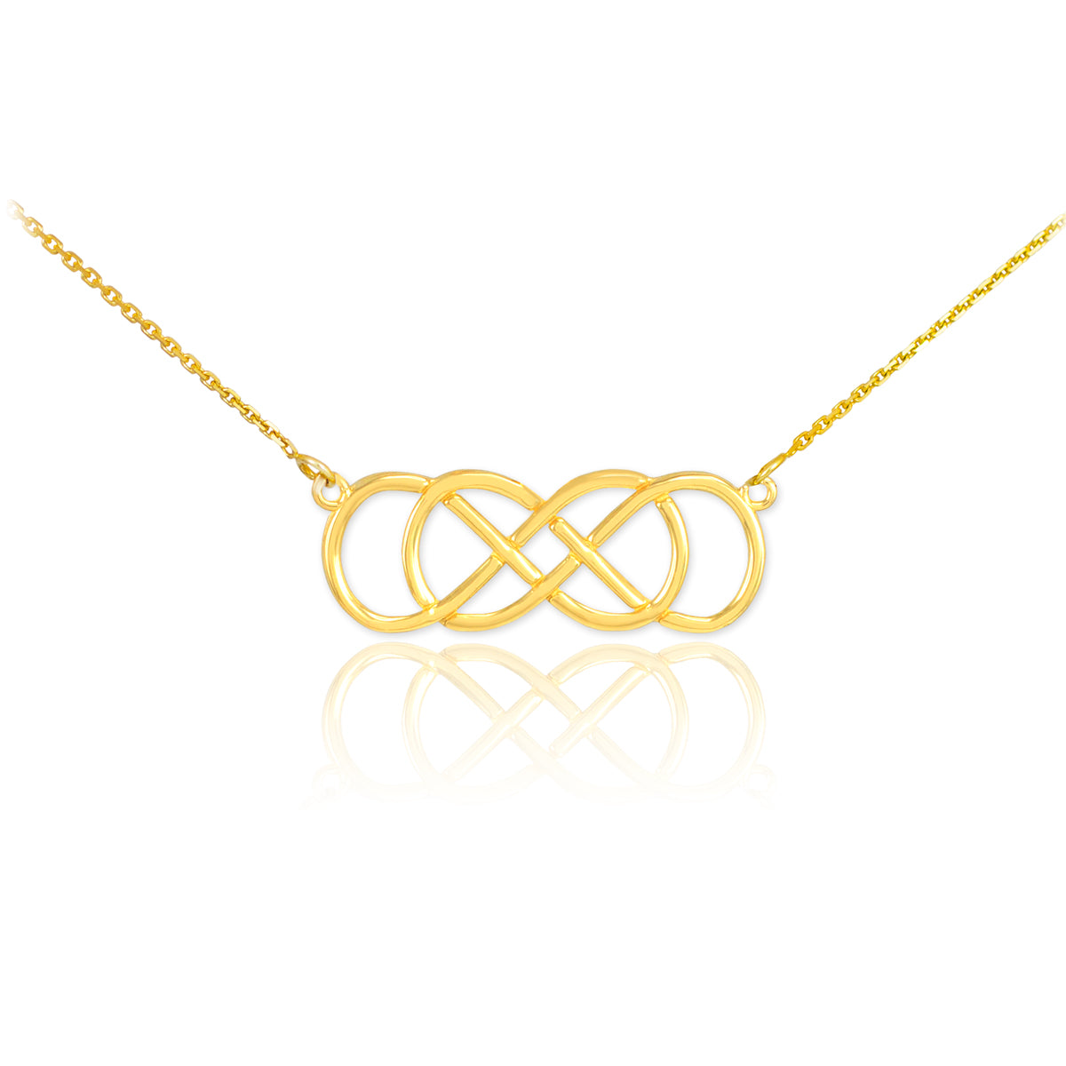 14K Two-Tone Gold Infinity Double Knot Pendant Necklace