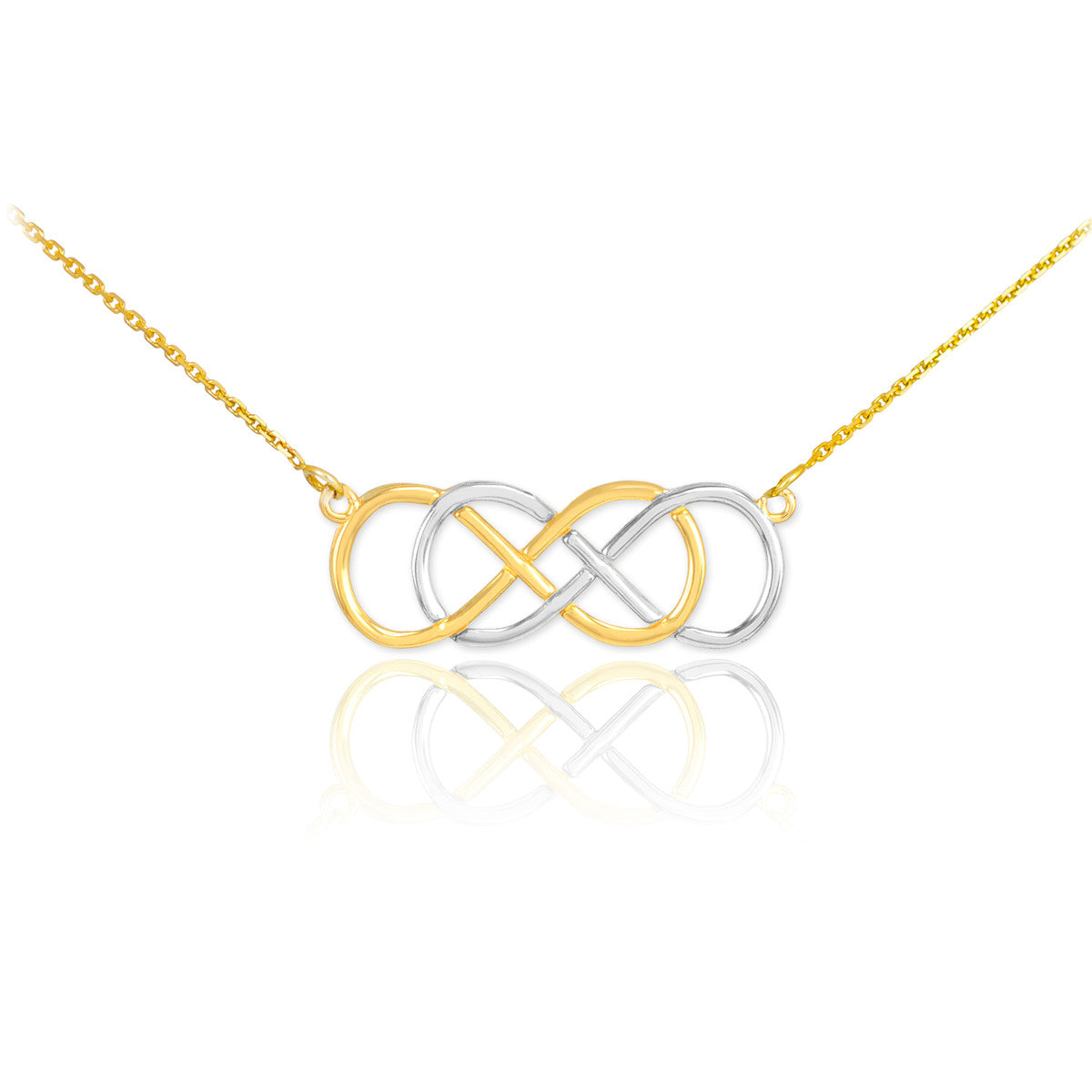 14K Two-Tone Gold Infinity Double Knot Pendant Necklace, view 3