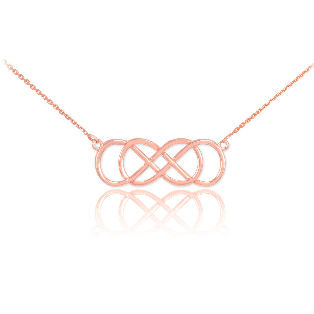 14K Two-Tone Gold Infinity Double Knot Pendant Necklace, view 4