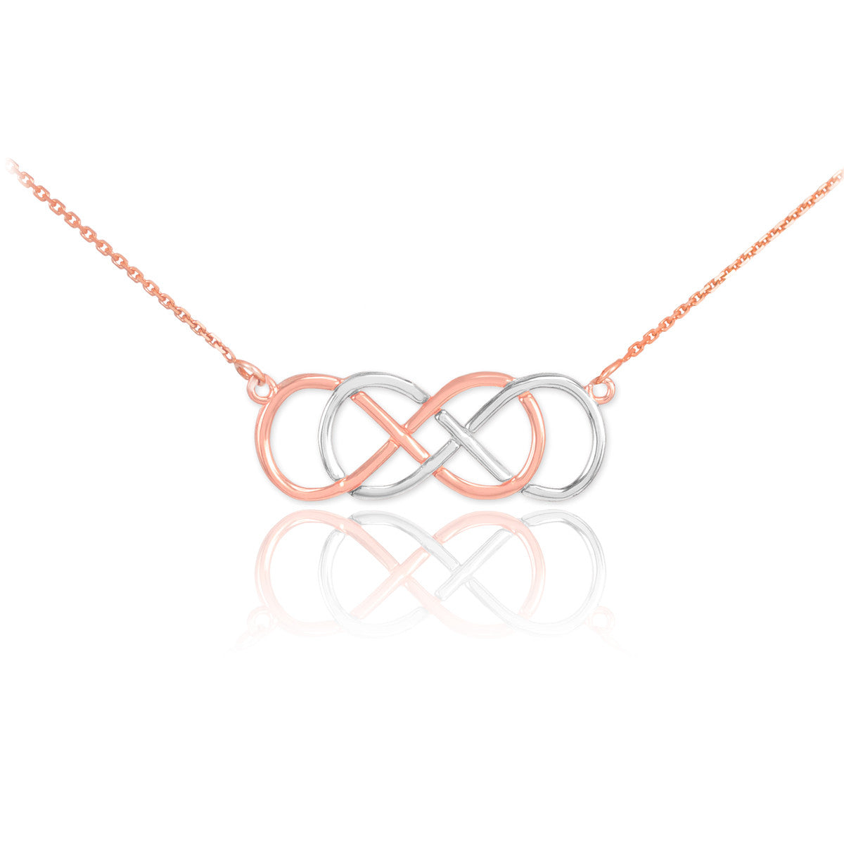 14K Two-Tone Gold Infinity Double Knot Pendant Necklace, view 5