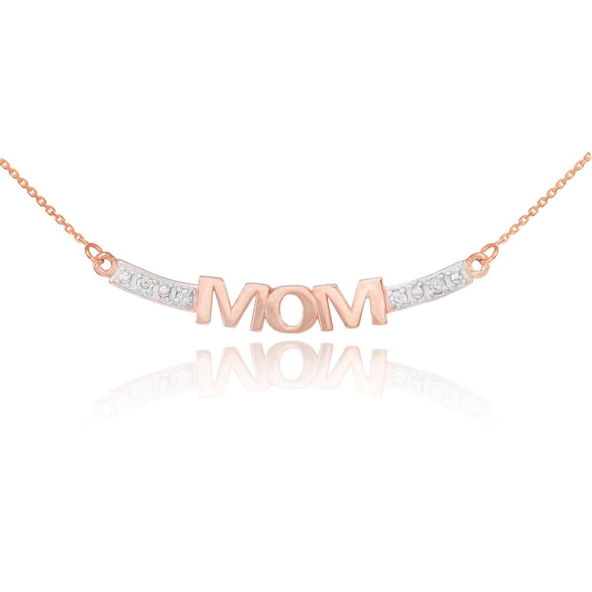 14K Two-Tone Gold MOM Necklace with Diamonds, view 2