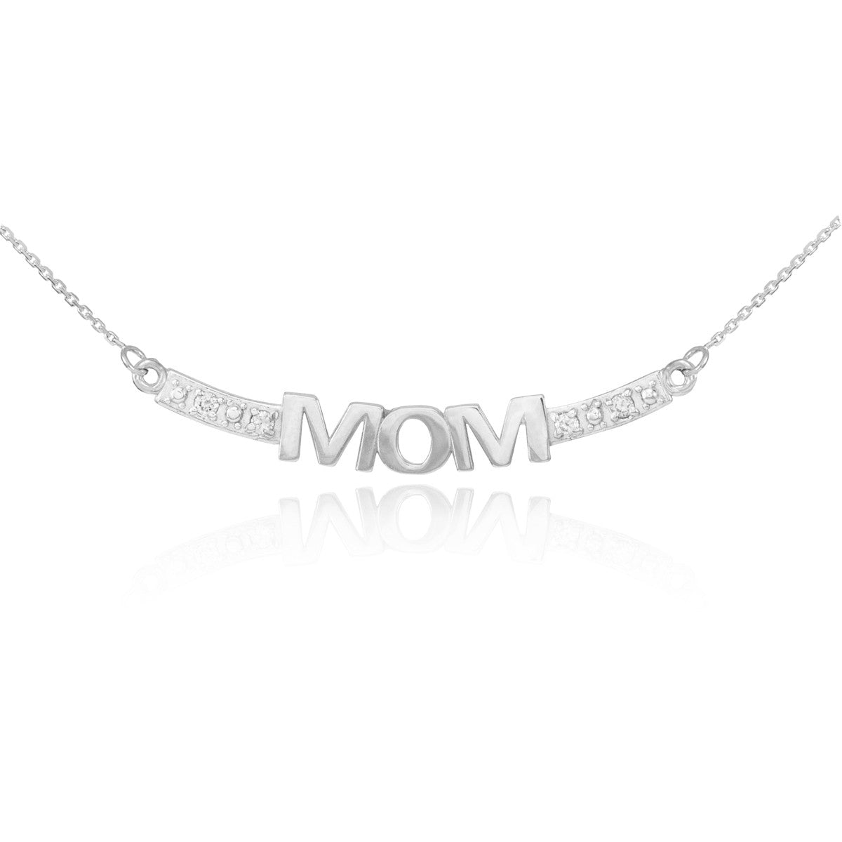 14K Two-Tone Gold MOM Necklace with Diamonds, view 3