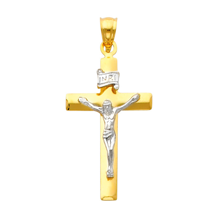14K Two-Tone Gold Revered Crucifix