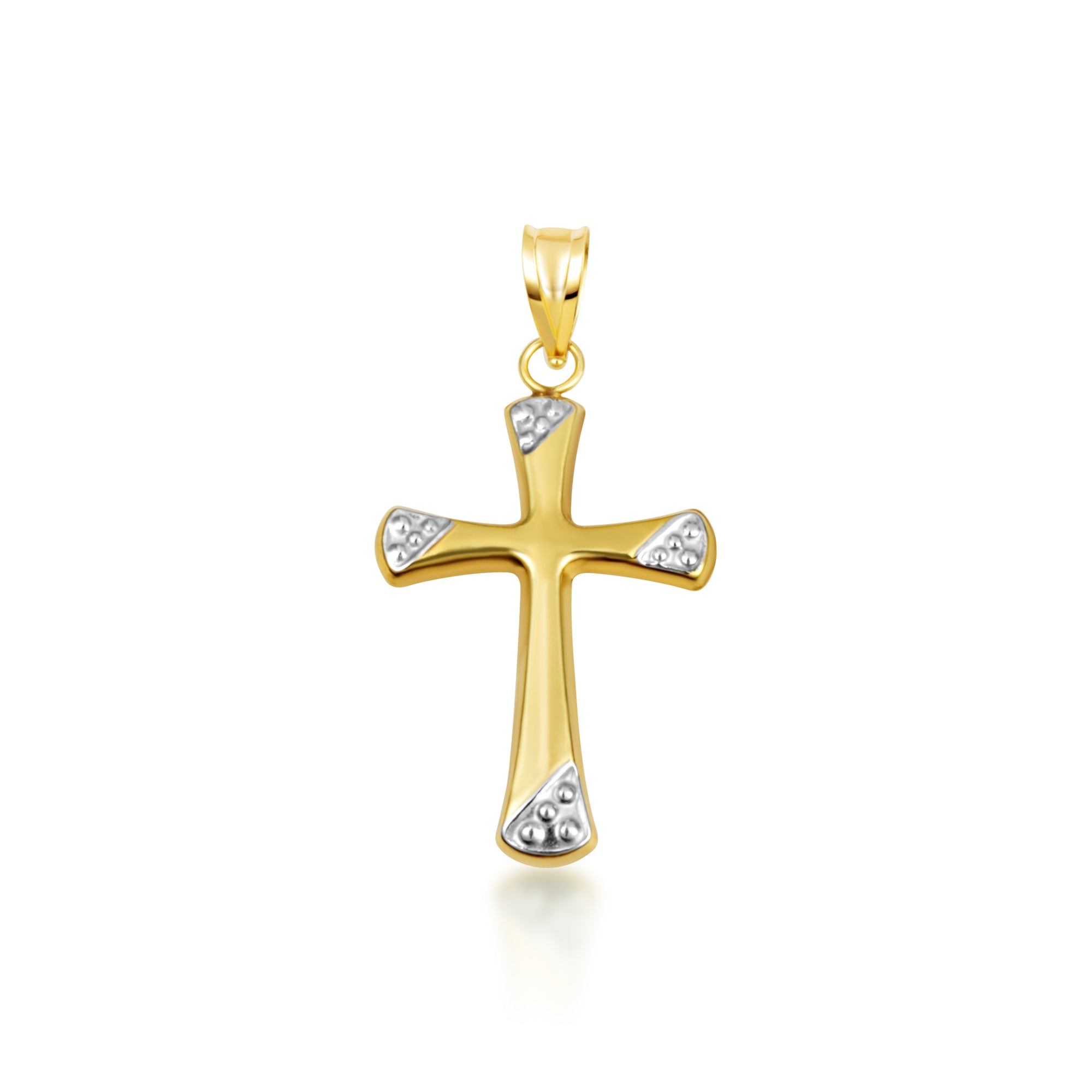 14K Two-Tone Gold Textured Cross Pendant Necklace, view 5