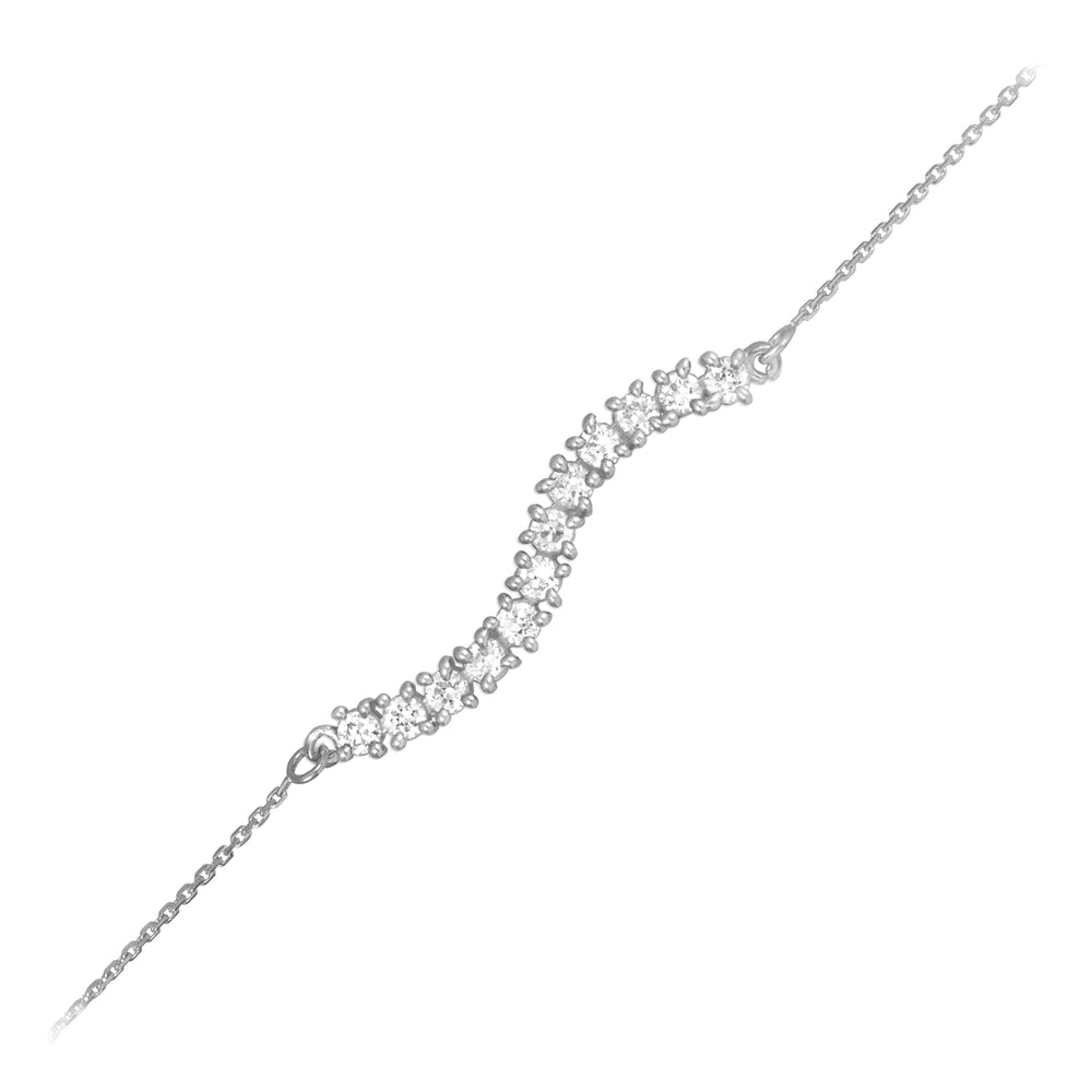 14K White Gold CZ Journey Bracelet