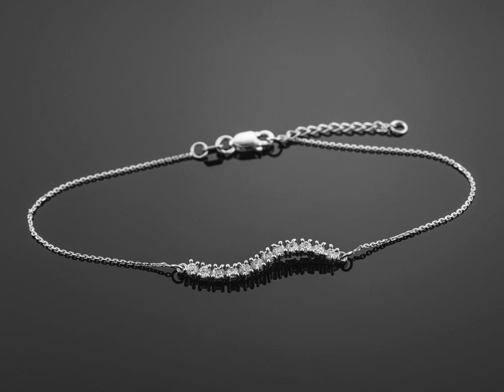 14K White Gold CZ Journey Bracelet, view 2